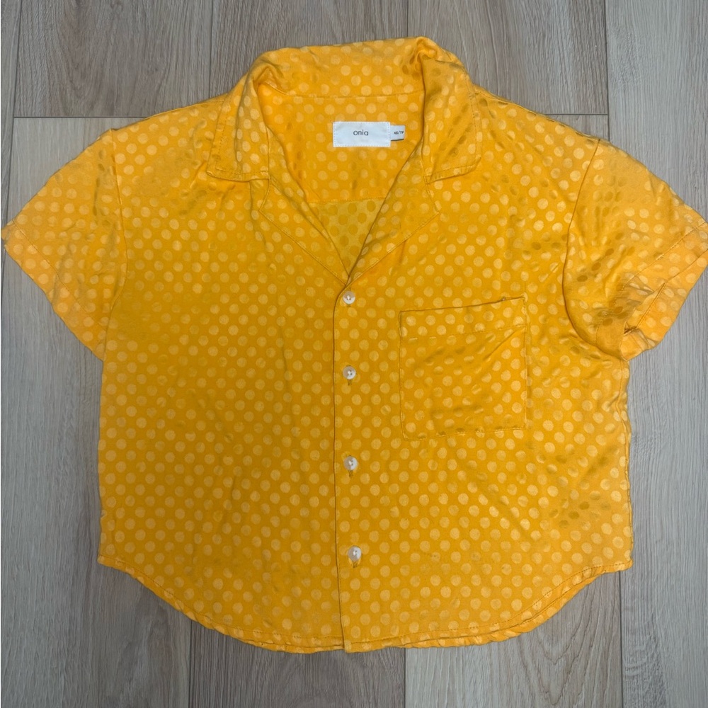 Onia Celest Silky Dots Sunflower Shirt Size XS Oversized